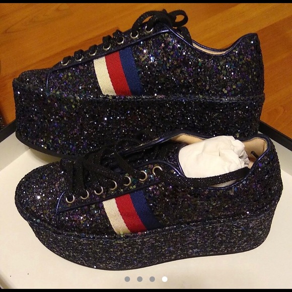 GUCCI PEGGY GLITTER LOWTOP PLATFORM SNEAKERS - Picture 4 of 4
